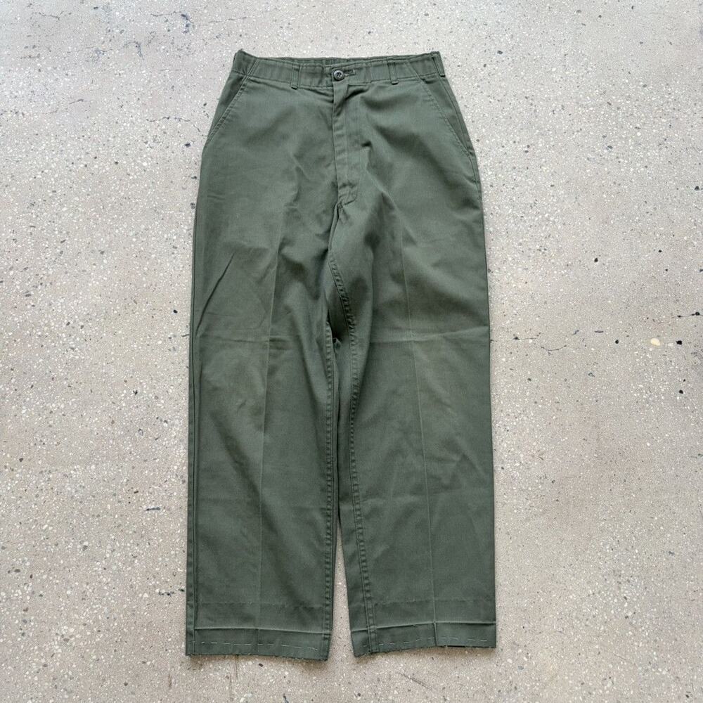 Vintage 70s US Army OG-507 Green Canvas Fatigue Pants 29x28